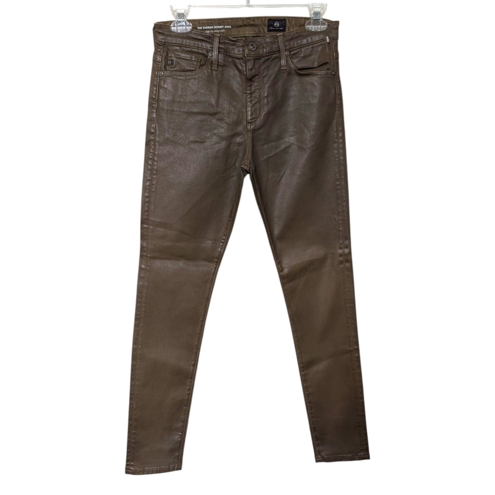 AG Adriano Goldschmied The Farrah Skinny‎ Ankle High Rise Brown Coated Jeans 27